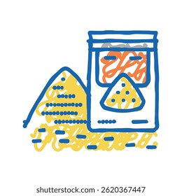 Vector del bosquejo del icono del doodle del paquete de la arena. Muestra aislada del paquete de la arena