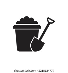 Sand pail and shovel icon design. Sand bucket and shovel icon in different style vector illustration. isolated on white background