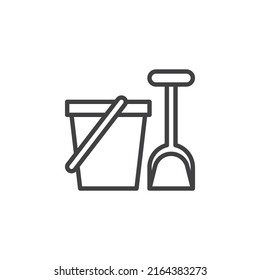 Sand pail and shovel line icon. linear style sign for mobile concept and web design. Bucket and shovel toy outline vector icon. Symbol, logo illustration. Vector graphics