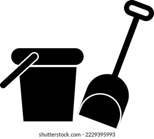Icono vectorial de pala y pala de arena. signo plano relleno para concepto móvil y diseño web.