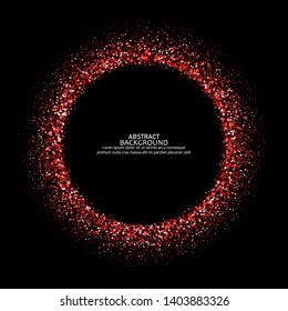 
Sand particles of red shades in the form of a circle on a black background