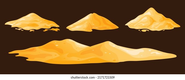 Sand pile, heap, sandy dune isolated on white background. Decorative design element of manufacturing material. Cartoon vector illustration - Shutterstock ID 2171721509