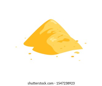 Sand pile icon isolated on a white background. Yellow dune in a desert, on a beach, at a construction site or playground. Vector illustration in flat style.