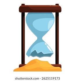 Sand pouring from broken hourglass, symbolizing lost time, deadline pressure, and the irreversible nature of time