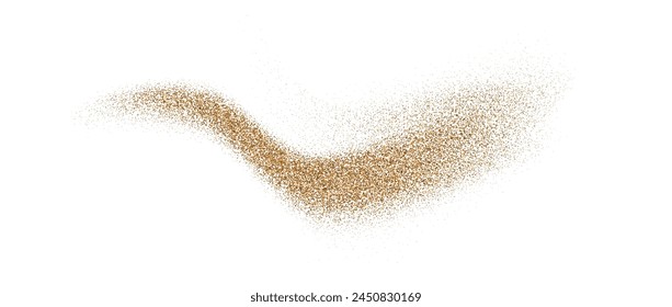 Sand powder splash. Flowing dust speckles and particles wave texture. Brown ground grain scatter element Gritty explosion wavy shape for overlay, poster, banner, brochure, leaflet. Vector background