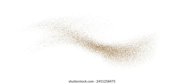 Sand powder splash. Flowing dust speckles and particles wave texture. Brown ground grain scatter element Gritty explosion wind shape for overlay, poster, banner, brochure, leaflet. Vector background