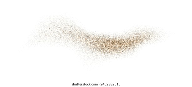 Sand powder splash. Flowing dust speckles and particles wave texture. Beige ground grain scatter element Gritty explosion wind shape for overlay, poster, banner, brochure, leaflet. Vector background