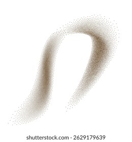 Sand powder splash. Flying coffee or chocolate powder. Abstract vector illustration. Brown dust particles in motion isolated on transparent background.