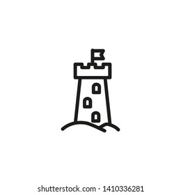 Sand rook line icon. Beach, fortress, tower. Sand castles concept. Vector illustration can be used for topics like vacation, architecture, leisure
