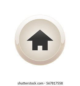 Sand round button with house icon