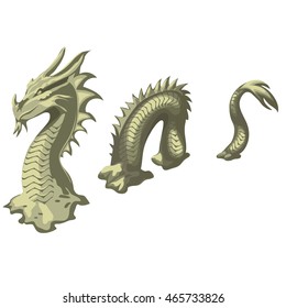 A sand sculpture of a dragon isolated white background. Vector illustration.