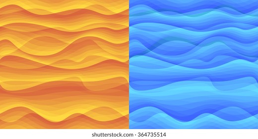 Sand and sea seamless pattern. Abstract wavy background. Vector illustration.