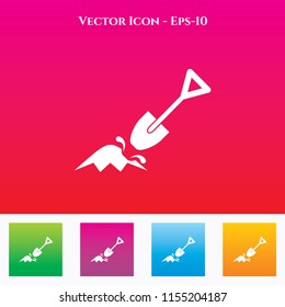 Sand & Shovel Icon in Colored Square box. eps-10