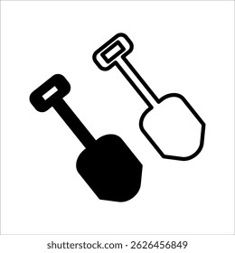 Conjunto de iconos de pala de arena con diseño de línea. Vector de pala