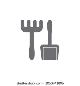 sand shovel and rake icon. Simple element illustration. sand shovel and rake symbol design template. Can be used for web and mobile on white background