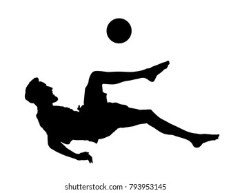 Sand soccer player vector silhouette isolated on white background. Scissor moves in football game. Beach attraction. Summer fun with ball. Effective move in football. Spectacle for public. Sport man