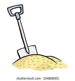 sand and spade / cartoon vector and illustration, hand drawn style, isolated on white background.