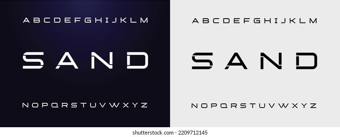 SAND Sports minimal tech font letter set. Luxury vector typeface for company. Modern gaming fonts logo design.