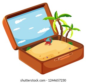 Sand en la ilustración de concepto de maleta