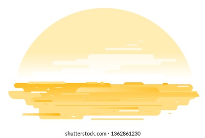 Sand surface with orange dusty sky, arid deserted place without water and without plants, ecological drought concept illustration isolated
