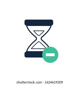 Sand time clock with minus sign,vector illustration