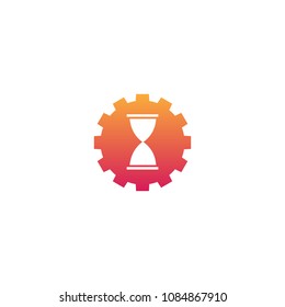sand timer and gear logo concept vector illustration