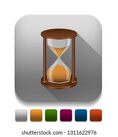 Sand Timer Icon With Long Shadow Over App Button