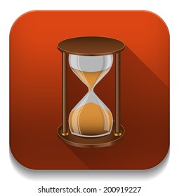 sand timer icon With long shadow over app button