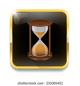 sand timer icon With long shadow over app button