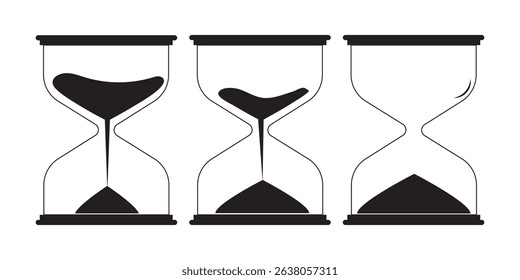 Sand Timer Icon set. Variety Design. Hourglass vector icon, isolated object on white background. Eps 10