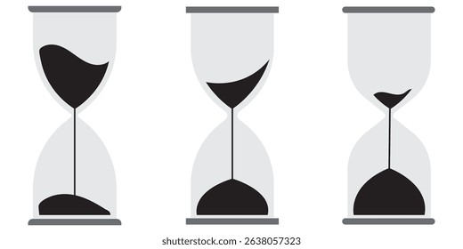 Sand Timer Icon set. Variety Design. Hourglass vector icon, isolated object on white background. Eps 10