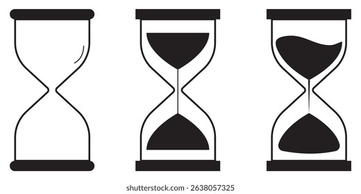 Sand Timer Icon set. Variety Design. Hourglass vector icon, isolated object on white background. Eps 10