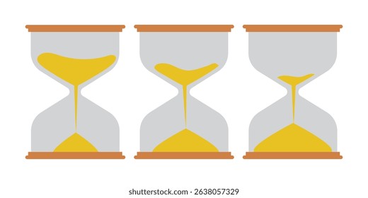 Sand Timer Icon set. Variety Design. Hourglass vector icon, isolated object on white background. Eps 10