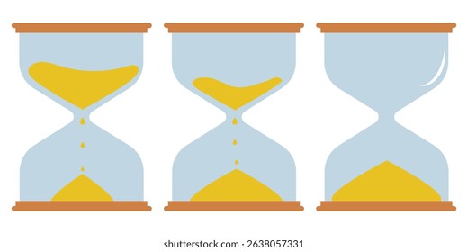 Sand Timer Icon set. Variety Design. Hourglass vector icon, isolated object on white background. Eps 10