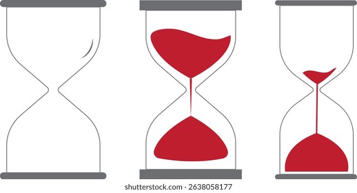 Sand Timer Icon set. Variety Unique Design. Hourglass icons on isolated background. Hourglass sand timer vector illustration.