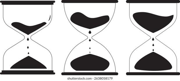 Sand Timer Icon set. Variety Unique Design. Hourglass icons on isolated background. Hourglass sand timer vector illustration.