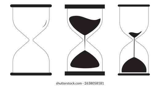 Sand Timer Icon set. Variety Unique Design. Hourglass icons on isolated background. Hourglass sand timer vector illustration.