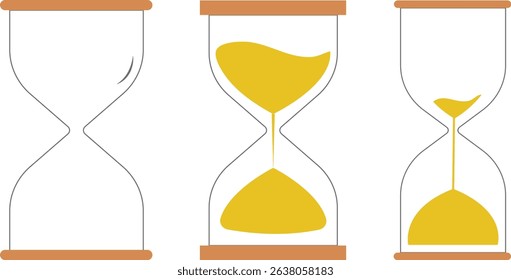 Sand Timer Icon set. Variety Unique Design. Hourglass icons on isolated background. Hourglass sand timer vector illustration.