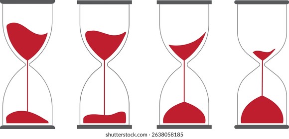 Sand Timer Icon set. Variety Unique Design. Hourglass icons on isolated background. Hourglass sand timer vector illustration.