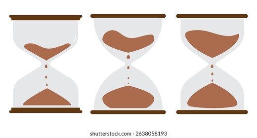 Sand Timer Icon set. Variety Unique Design. Hourglass icons on isolated background. Hourglass sand timer vector illustration.