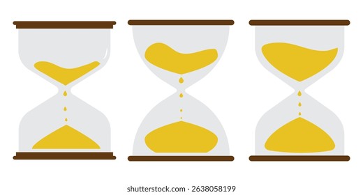 Sand Timer Icon set. Variety Unique Design. Hourglass icons on isolated background. Hourglass sand timer vector illustration.