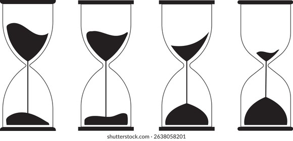 Sand Timer Icon set. Variety Unique Design. Hourglass icons on isolated background. Hourglass sand timer vector illustration.