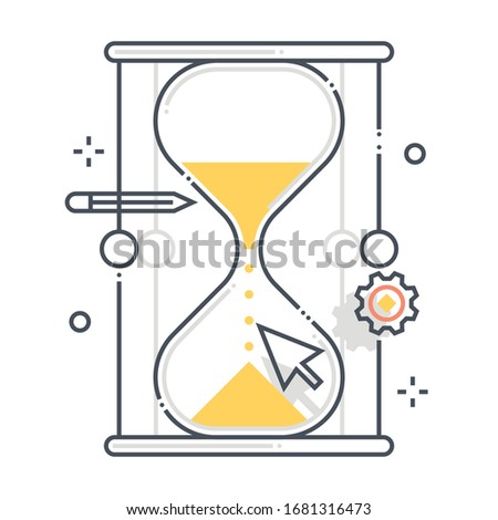 Sand timer related color line vector icon, illustration. The icon is about clock, time, deadline, timing, time management. The composition is infinitely scalable.