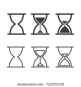 Sand Timer Vector Design Set. Outline Vector