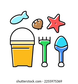 sand toys summer color icon vector. sand toys summer sign. isolated symbol illustration