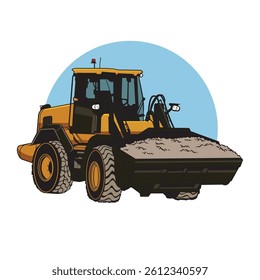 Sand tractor  illustration, perfect for building equipment service company logo