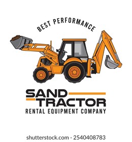 Sand tractor vector illustration, perfect for industrial equipment company logo