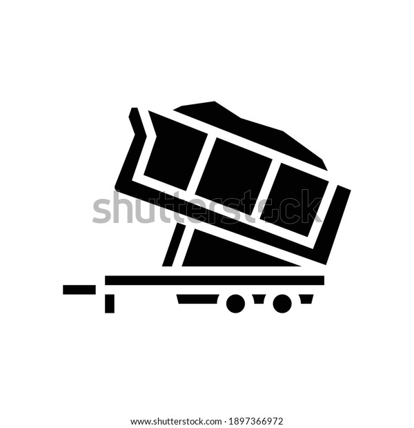 sand transportation trailer glyph icon\
vector. sand transportation trailer sign. isolated contour symbol\
black illustration