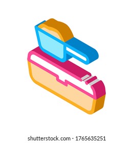 Sand Tray und Scoop Icon Vector. Isometrisches Sand-Tray und Scoop-Schild. farbige einzelne Symbolillustration