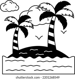 Sand Tropical Beach Concept, Summer Vocation Vector Icon Design, Travel and Tourism Symbol, Holiday and Vacation Sign, Discovery and exploration Stock illustration,
